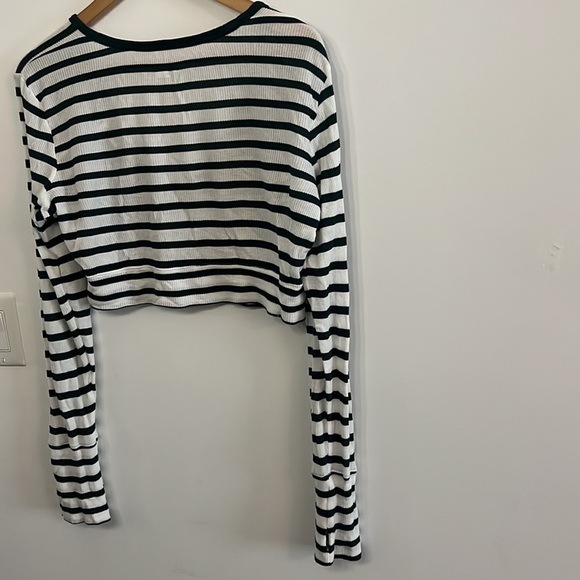 Aerie OFFLINE Cropped Striped Waffle Henley - Picture 4 of 6